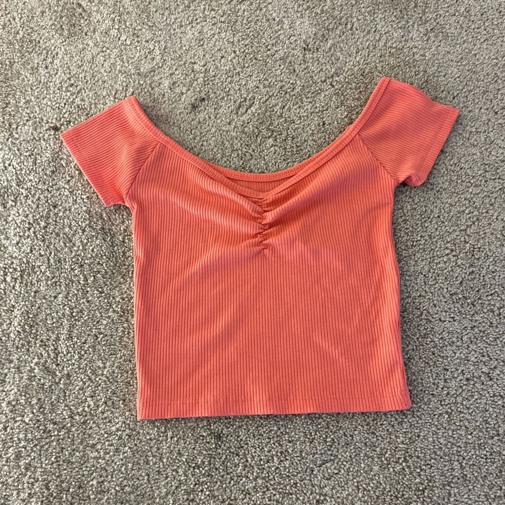 American Eagle Outfitters Coral Crop Top